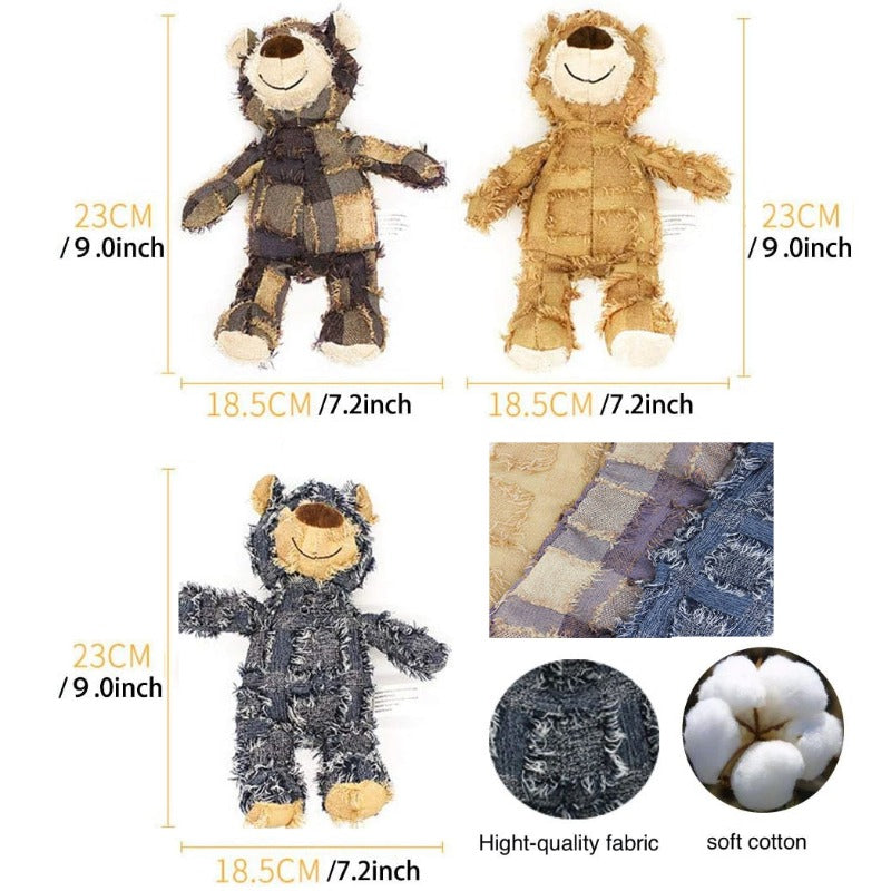 Plush Teddy Bear Dog Toy – Squeaky Soundmaking Chew & Teeth Grinding Toy