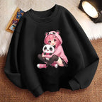 Fashion Anime Japanese Style Girl Children's Pullover Crew Neck Hoodie Sweatshirt Cute Harajuku Hoody Girls Casual Hoodies Kids