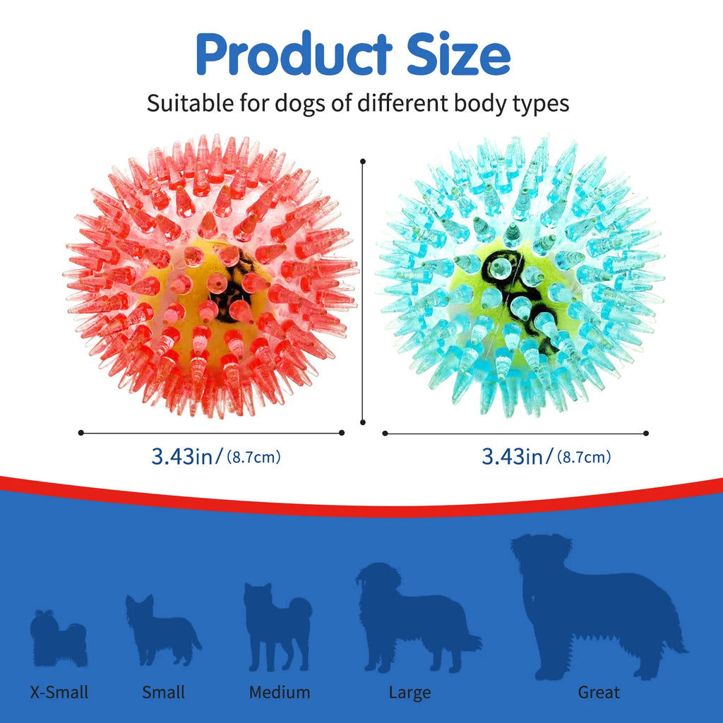 Spiky Rubber Tennis Ball Dog Toy – Squeaky Chew & Grind Toy for All Dog Sizes