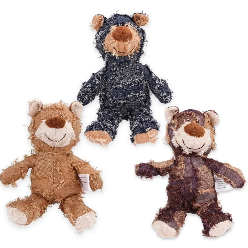 Plush Teddy Bear Dog Toy – Squeaky Soundmaking Chew & Teeth Grinding Toy