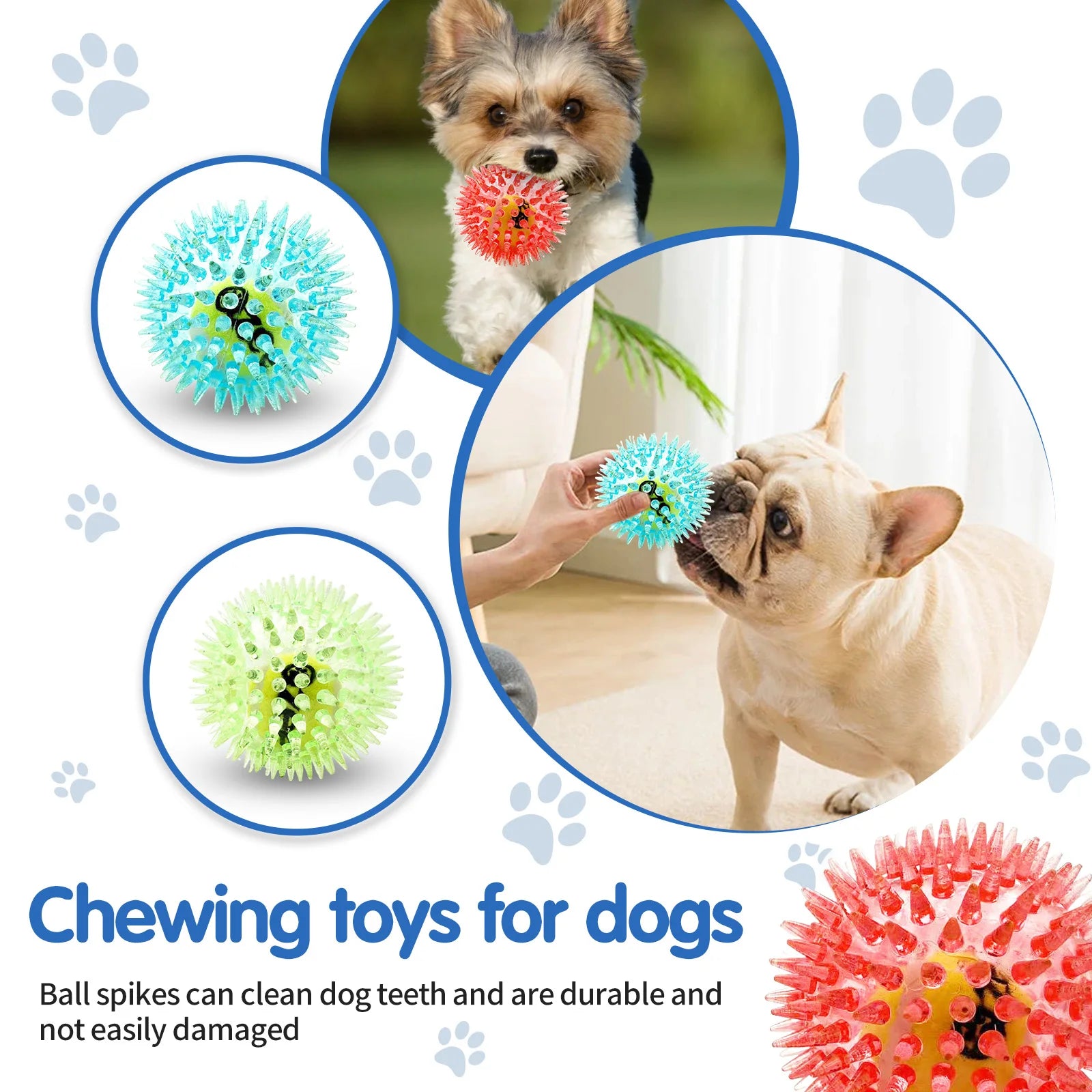 Spiky Rubber Tennis Ball Dog Toy – Squeaky Chew & Grind Toy for All Dog Sizes