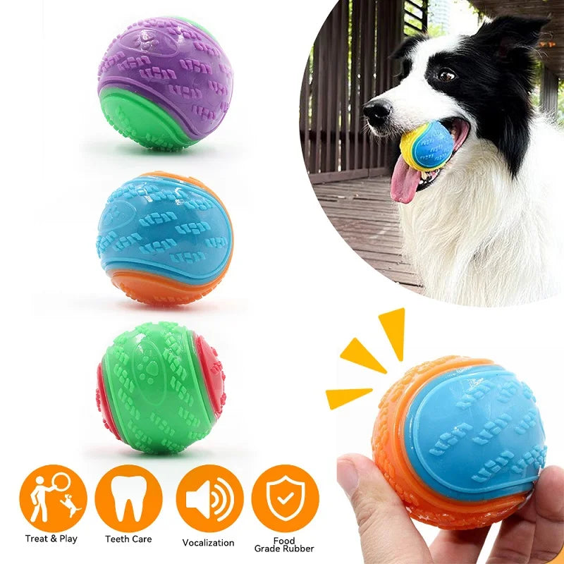 Squeaky Dog Ball Toy – TPR Teeth Cleaning & Interactive Chew Toy for Dogs