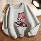 Fashion Anime Japanese Style Girl Children's Pullover Crew Neck Hoodie Sweatshirt Cute Harajuku Hoody Girls Casual Hoodies Kids