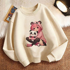 Fashion Anime Japanese Style Girl Children's Pullover Crew Neck Hoodie Sweatshirt Cute Harajuku Hoody Girls Casual Hoodies Kids