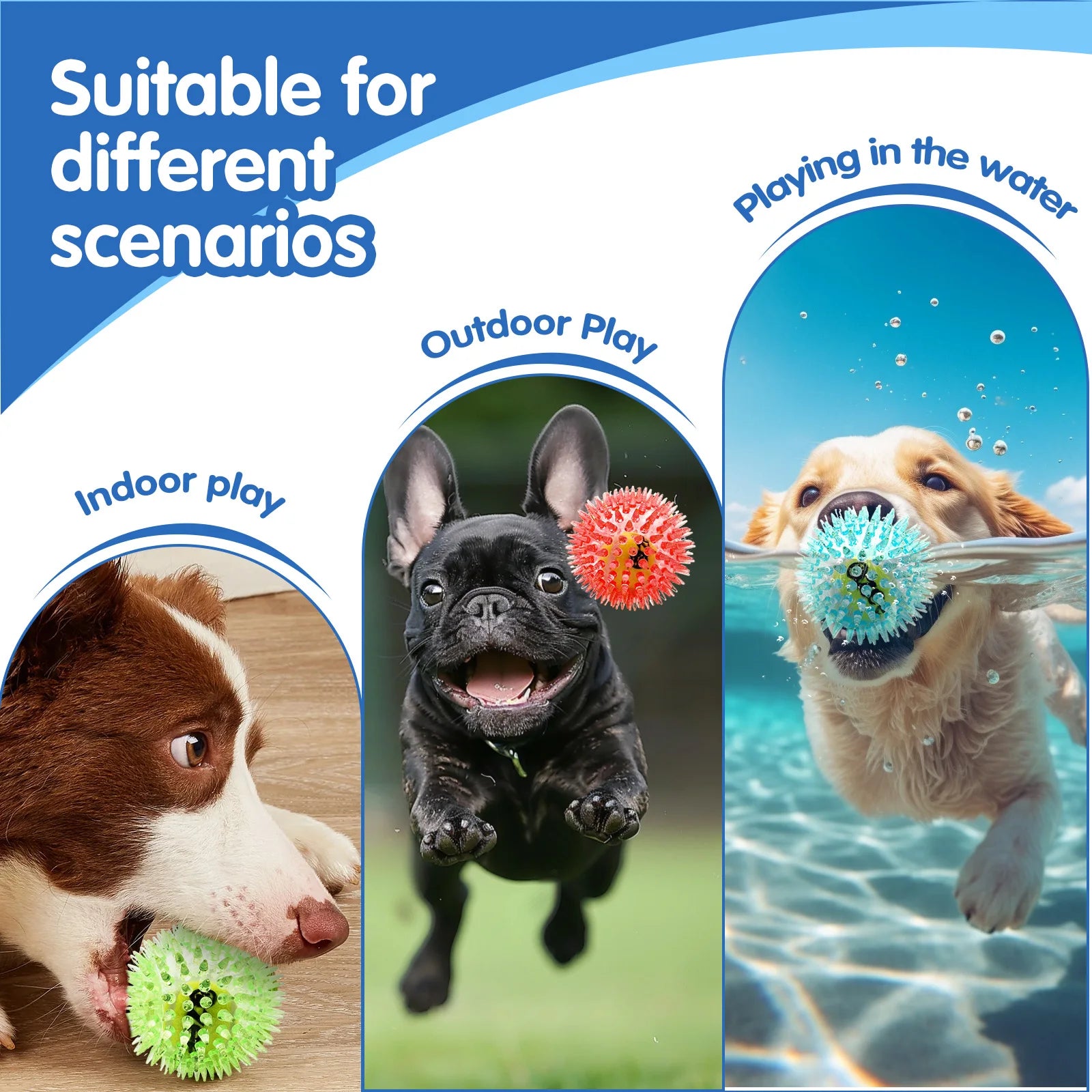 Spiky Rubber Tennis Ball Dog Toy – Squeaky Chew & Grind Toy for All Dog Sizes