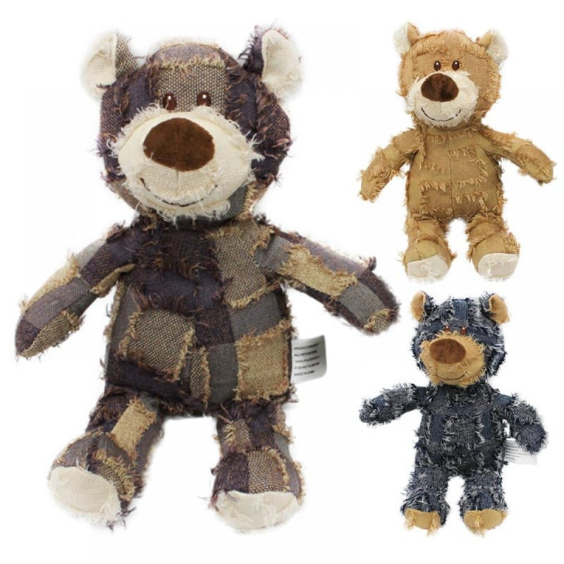 Plush Teddy Bear Dog Toy – Squeaky Soundmaking Chew & Teeth Grinding Toy