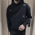 Hoodies Graphic Sweatshirt for Men Black Hip Hop Male Clothes Loose Luxury Aesthetic Emo 90s Vintage Simple Winter S Warm Hooded