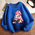 Fashion Anime Japanese Style Girl Children's Pullover Crew Neck Hoodie Sweatshirt Cute Harajuku Hoody Girls Casual Hoodies Kids