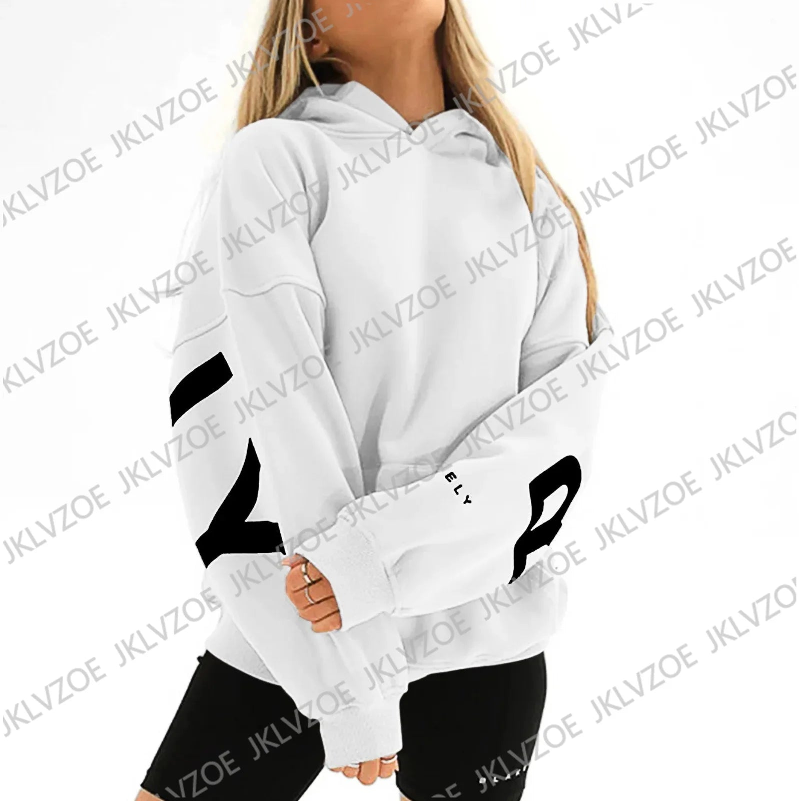 Y2K Couple Sleeve-Print Hoodie