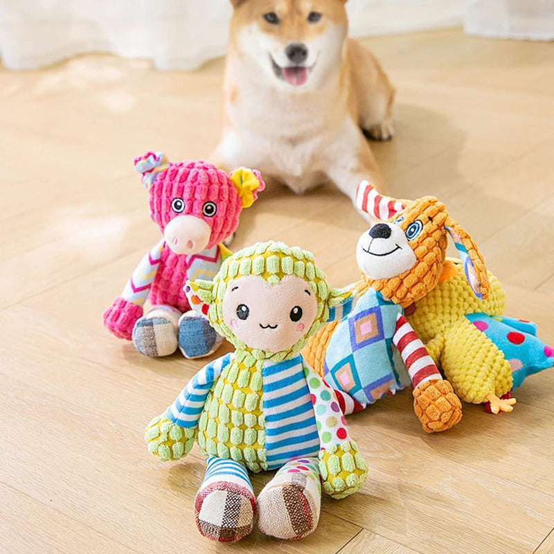 Squeaky Plush Animal Dog Toy – Interactive Bite-Resistant Chew Toy for Pets
