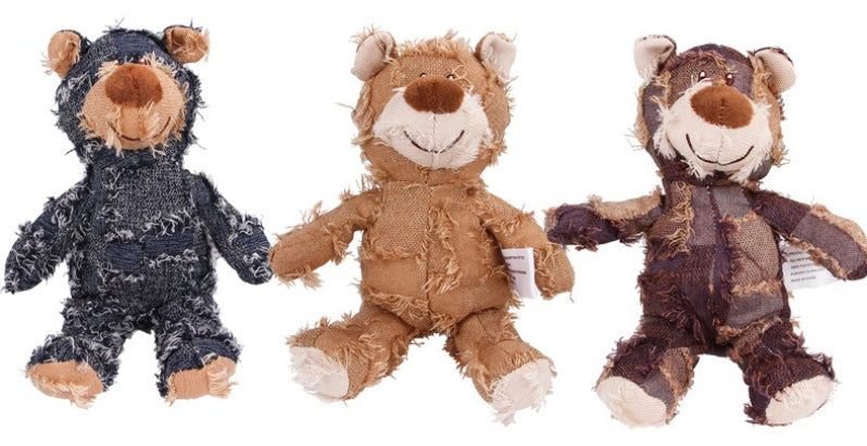 Plush Teddy Bear Dog Toy – Squeaky Soundmaking Chew & Teeth Grinding Toy