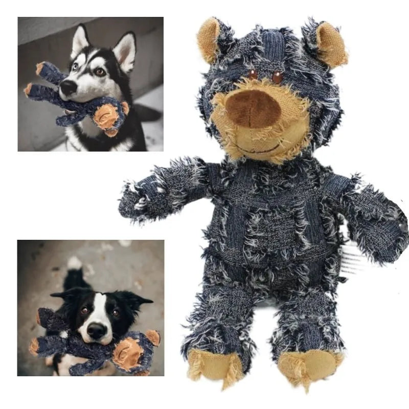 Plush Teddy Bear Dog Toy – Squeaky Soundmaking Chew & Teeth Grinding Toy