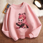 Fashion Anime Japanese Style Girl Children's Pullover Crew Neck Hoodie Sweatshirt Cute Harajuku Hoody Girls Casual Hoodies Kids