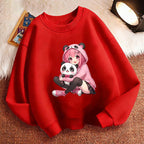 Fashion Anime Japanese Style Girl Children's Pullover Crew Neck Hoodie Sweatshirt Cute Harajuku Hoody Girls Casual Hoodies Kids